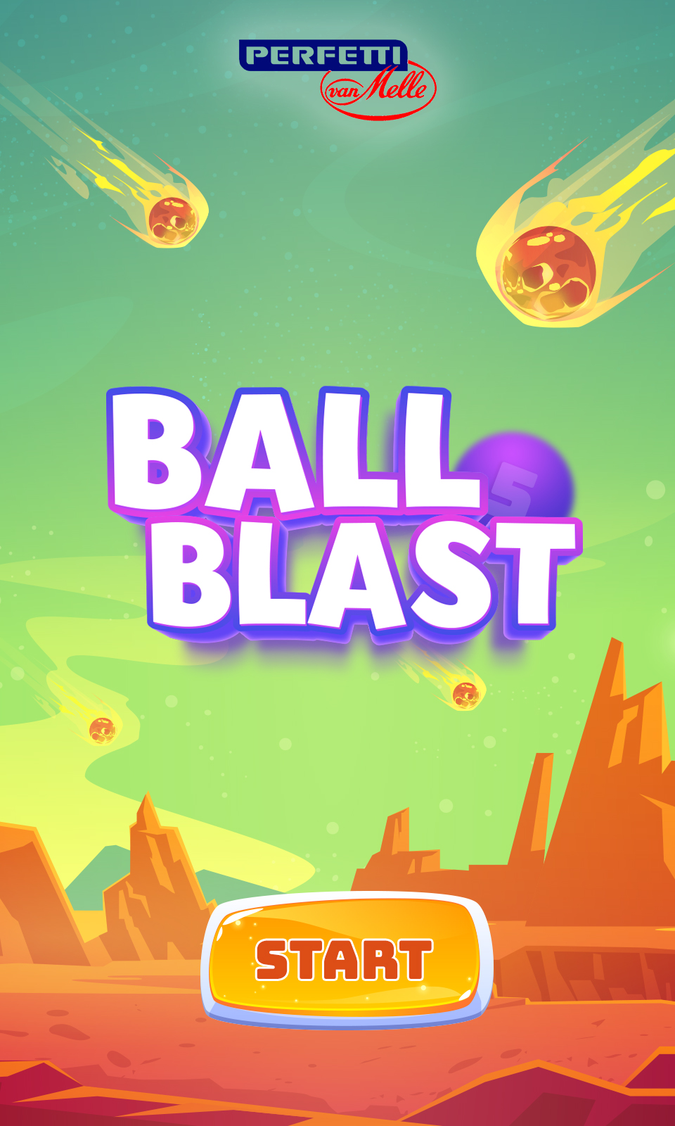 Perfetti Ball Blast mobile game start screen