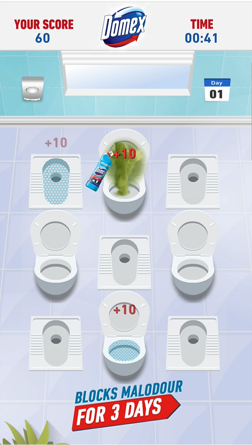 Domex Bigg Boss game gameplay — tapping toilets to score points